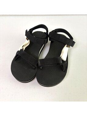 Teva Midform Universal Sandal Womens 7 Black White Platform Adjustable Straps